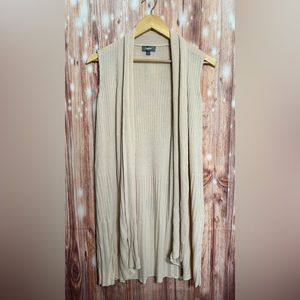 Neiman Marcus Open Front Cardigan Split Hem Small Beige